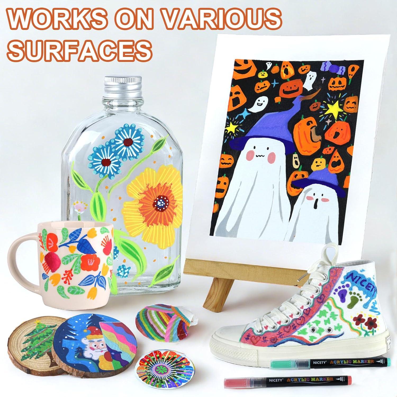 Set de 180 Marcadores de Pintura Acrílica NICETY - Punta de Pincel 1-6mm