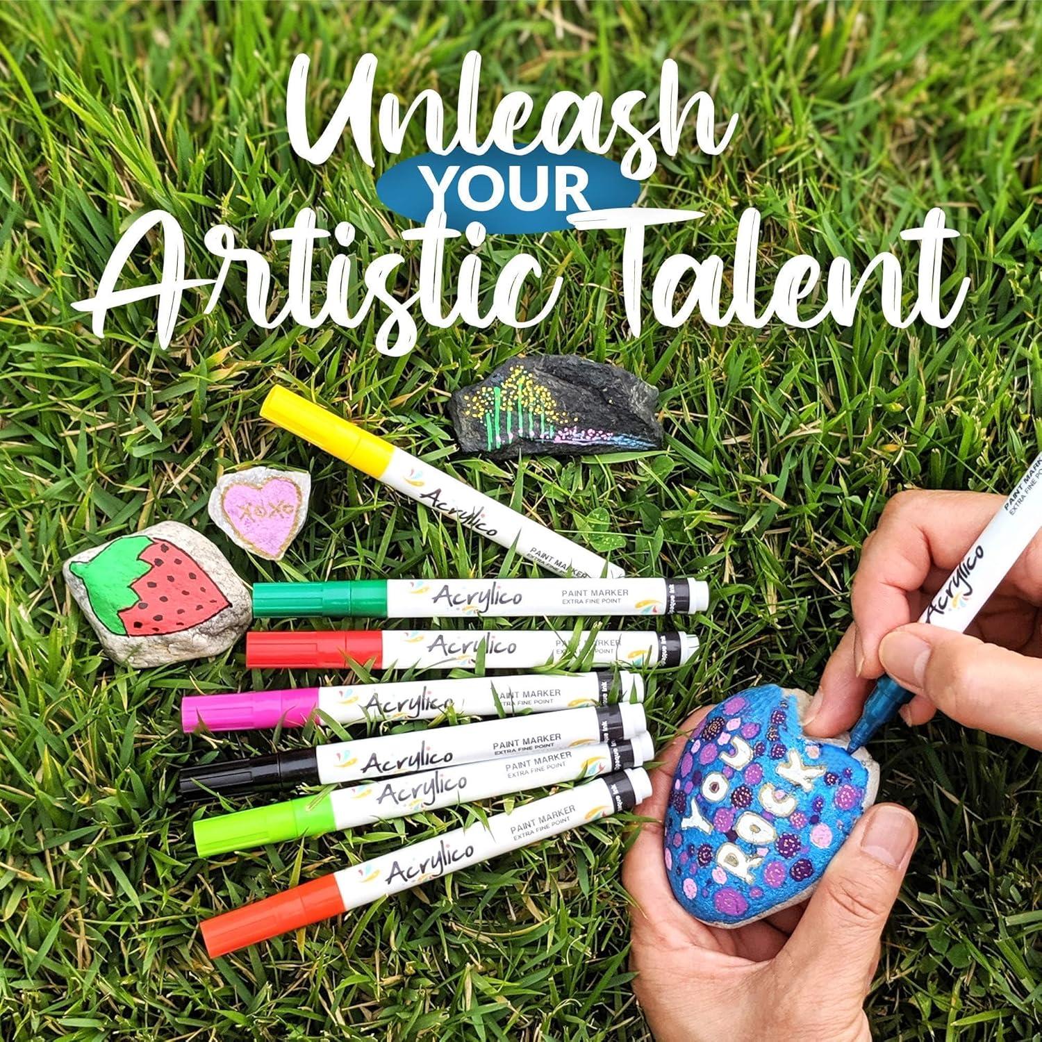 Juego de 16 Marcadores Acrílicos Punta Fina para Arte