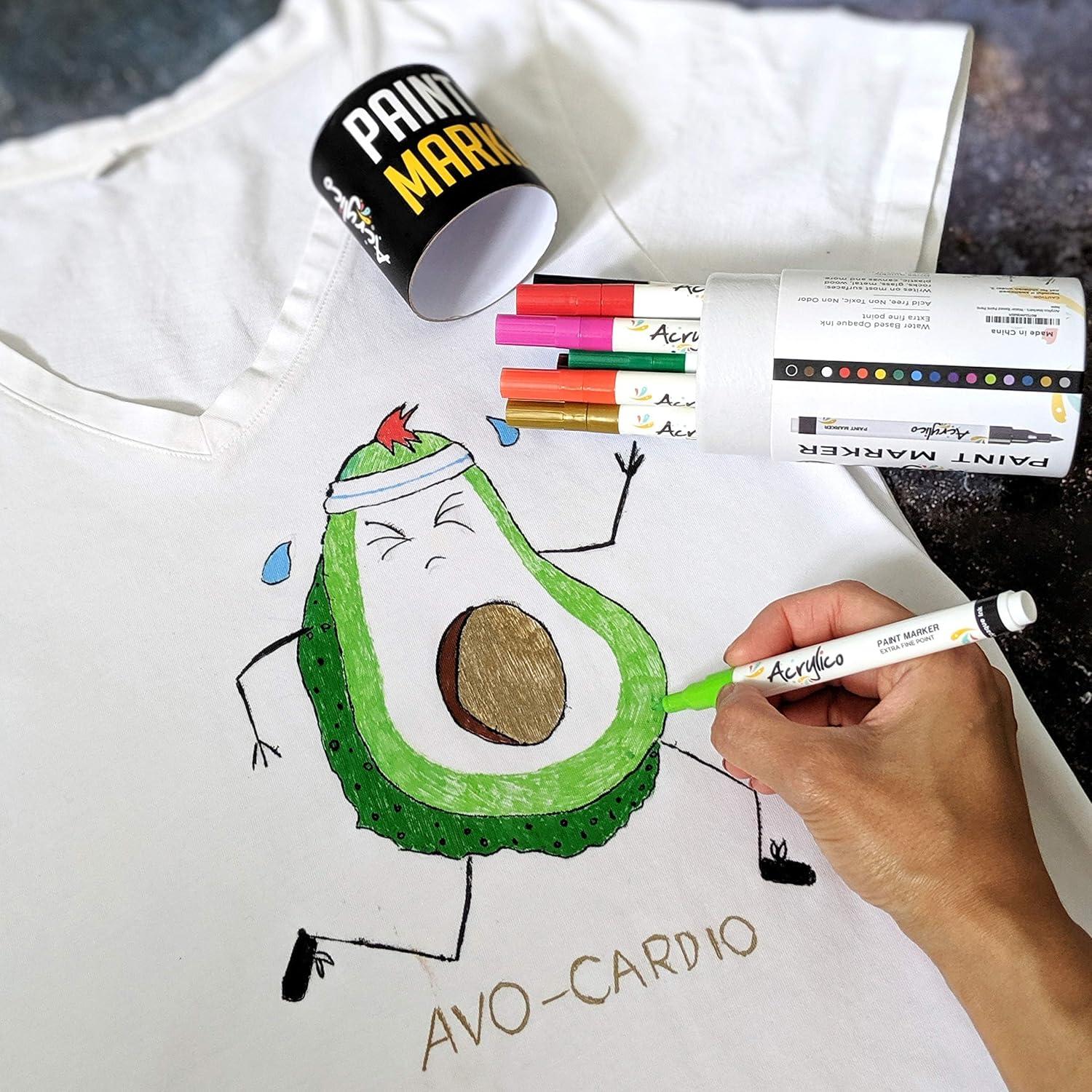 Juego de 16 Marcadores Acrílicos Punta Fina para Arte