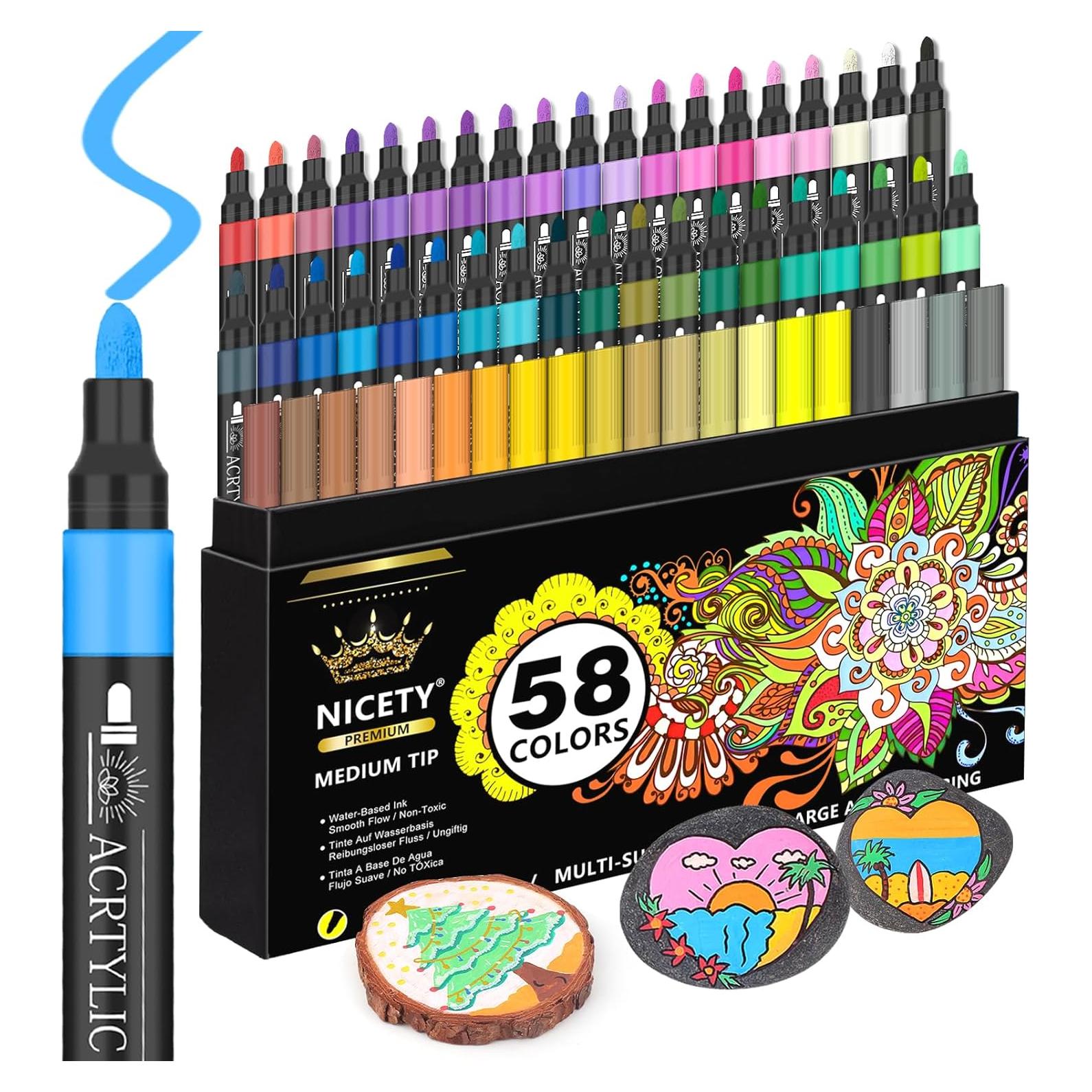 Set de 58 Marcadores de Pintura Acrílica NICETY 3mm Multicolor