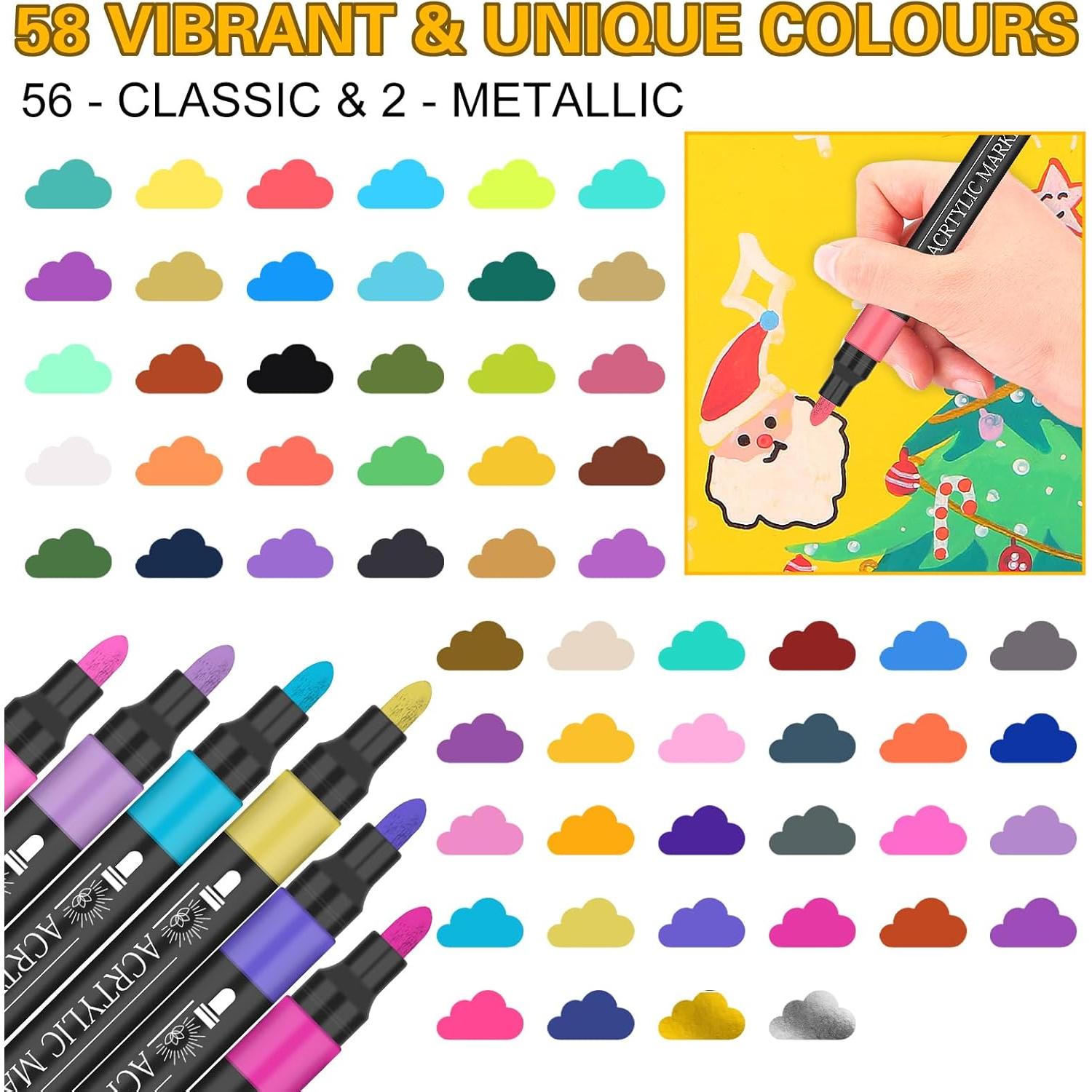 Set de 58 Marcadores de Pintura Acrílica NICETY 3mm Multicolor