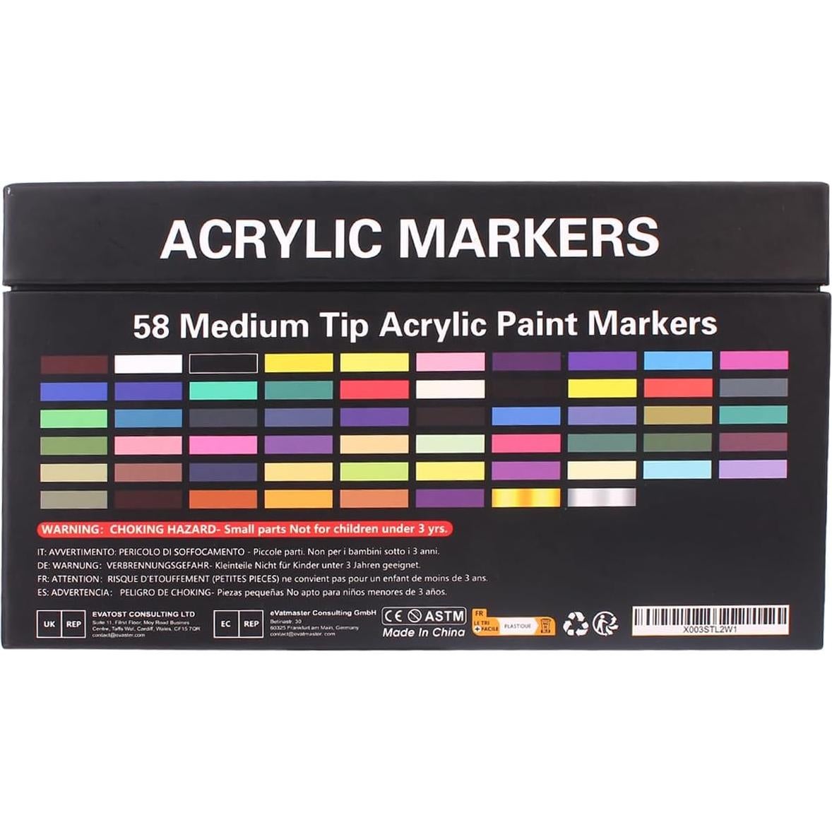 Set de 58 Marcadores de Pintura Acrílica NICETY 3mm Multicolor
