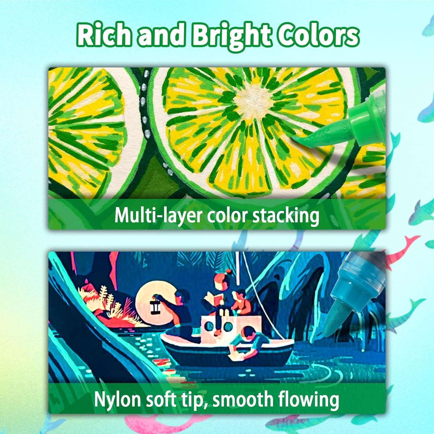 Marcadores Acrílicos Betem 24 Colores Doble Punta 0.5-5mm