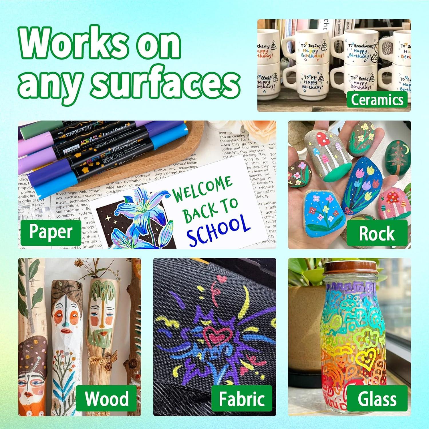 Marcadores Acrílicos Betem 24 Colores Doble Punta 0.5-5mm