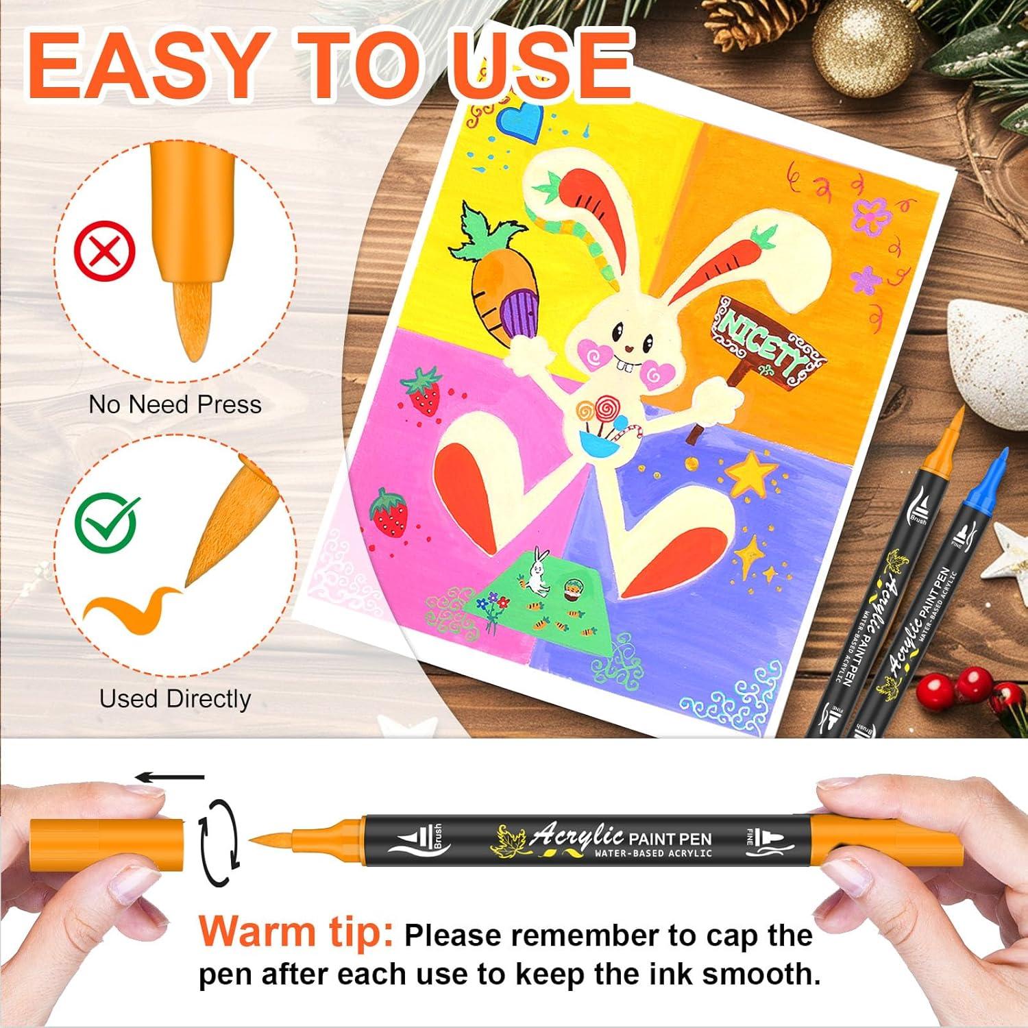 Marcadores Acrílicos NICETY 128 Colores Doble Punta 0.5-5mm