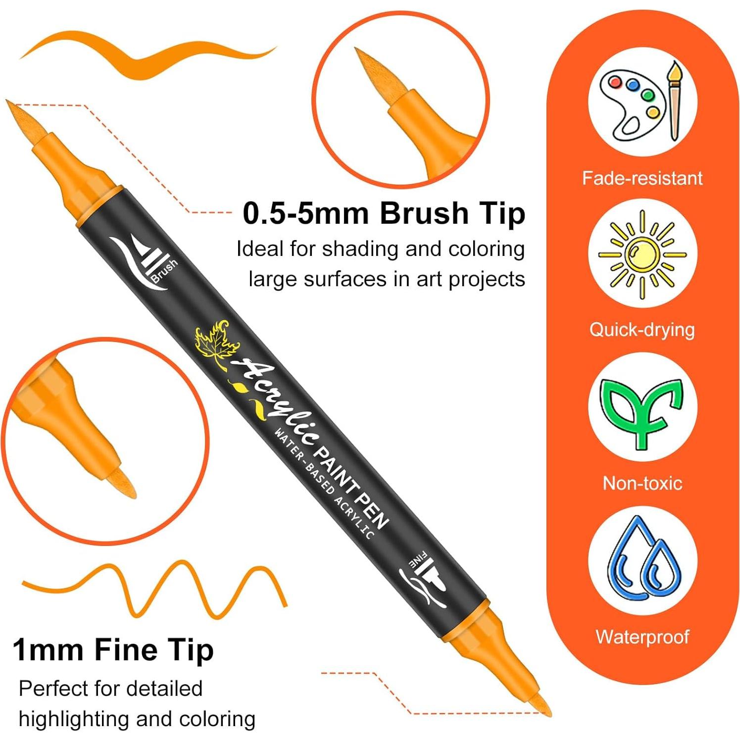 Marcadores Acrílicos NICETY 128 Colores Doble Punta 0.5-5mm