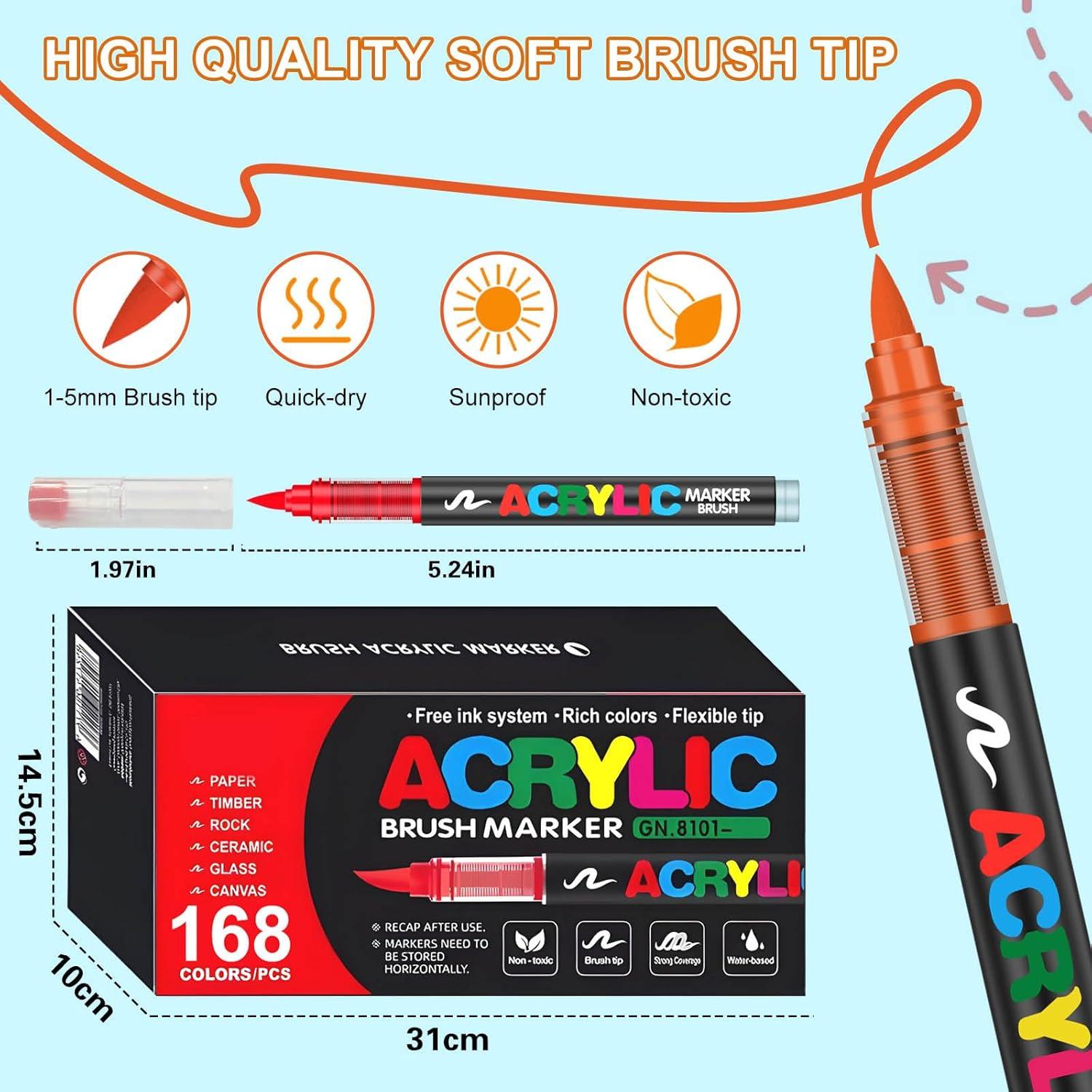 Set de 168 Marcadores de Pintura Acrílica AcrylicAura Multicolor