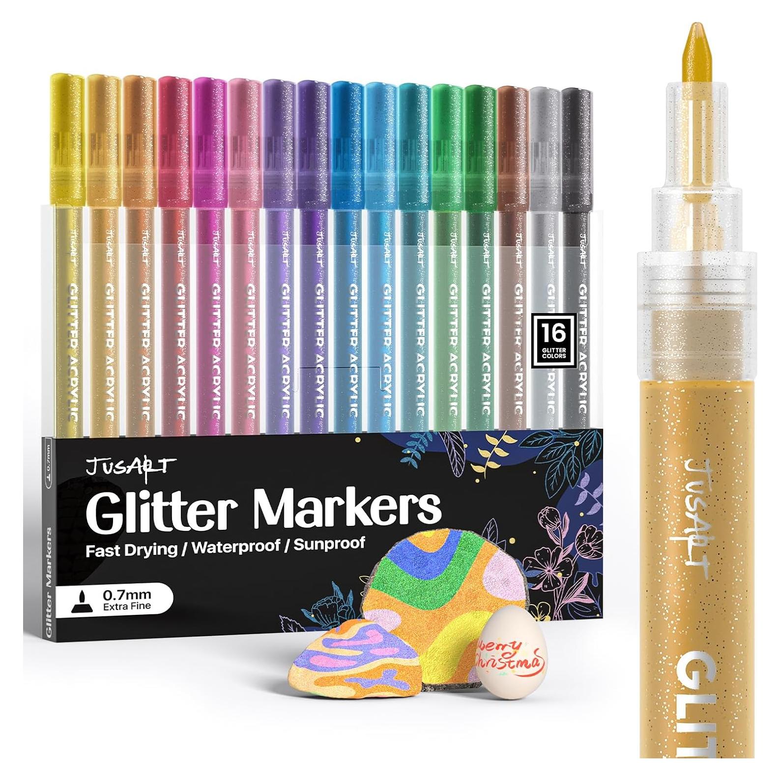 16 Marcadores Brillantes JusArt 0.7mm Tinta No Tóxica