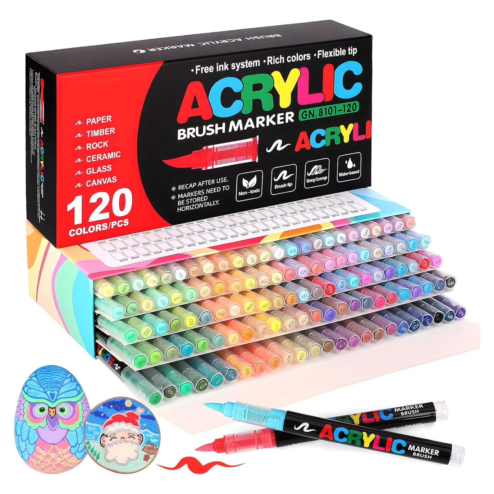 120 Marcadores de Pintura Acrílica Astriscribe - Punta de Pincel