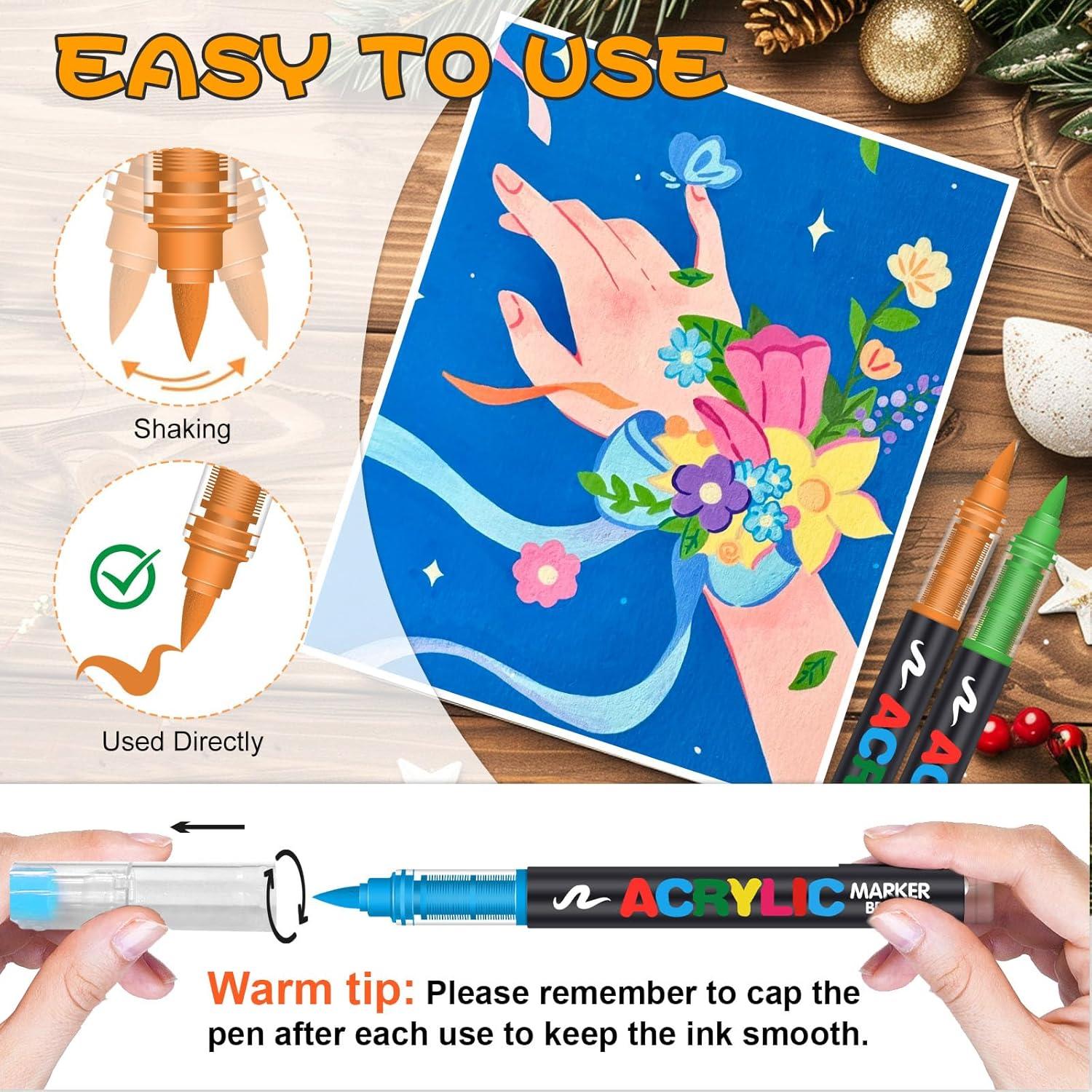 120 Marcadores de Pintura Acrílica Astriscribe - Punta de Pincel