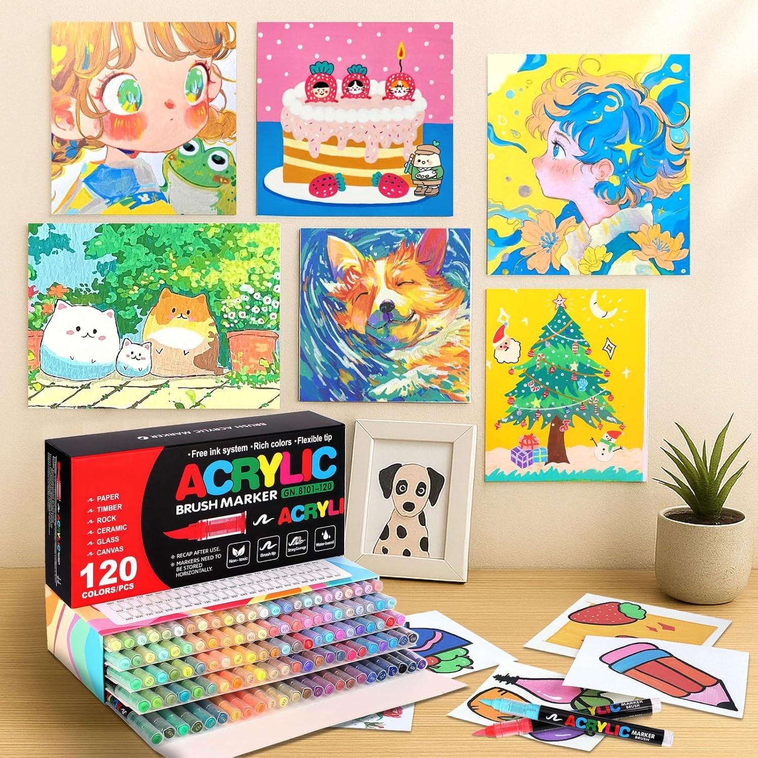 120 Marcadores de Pintura Acrílica Astriscribe - Punta de Pincel