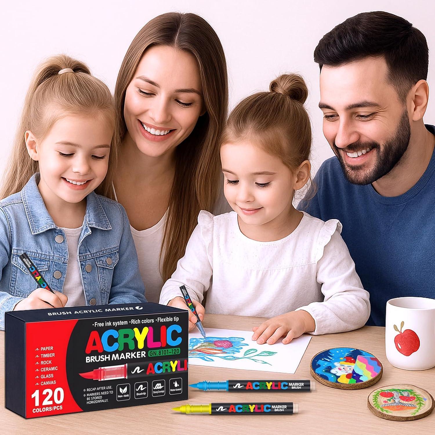 120 Marcadores de Pintura Acrílica Astriscribe - Punta de Pincel