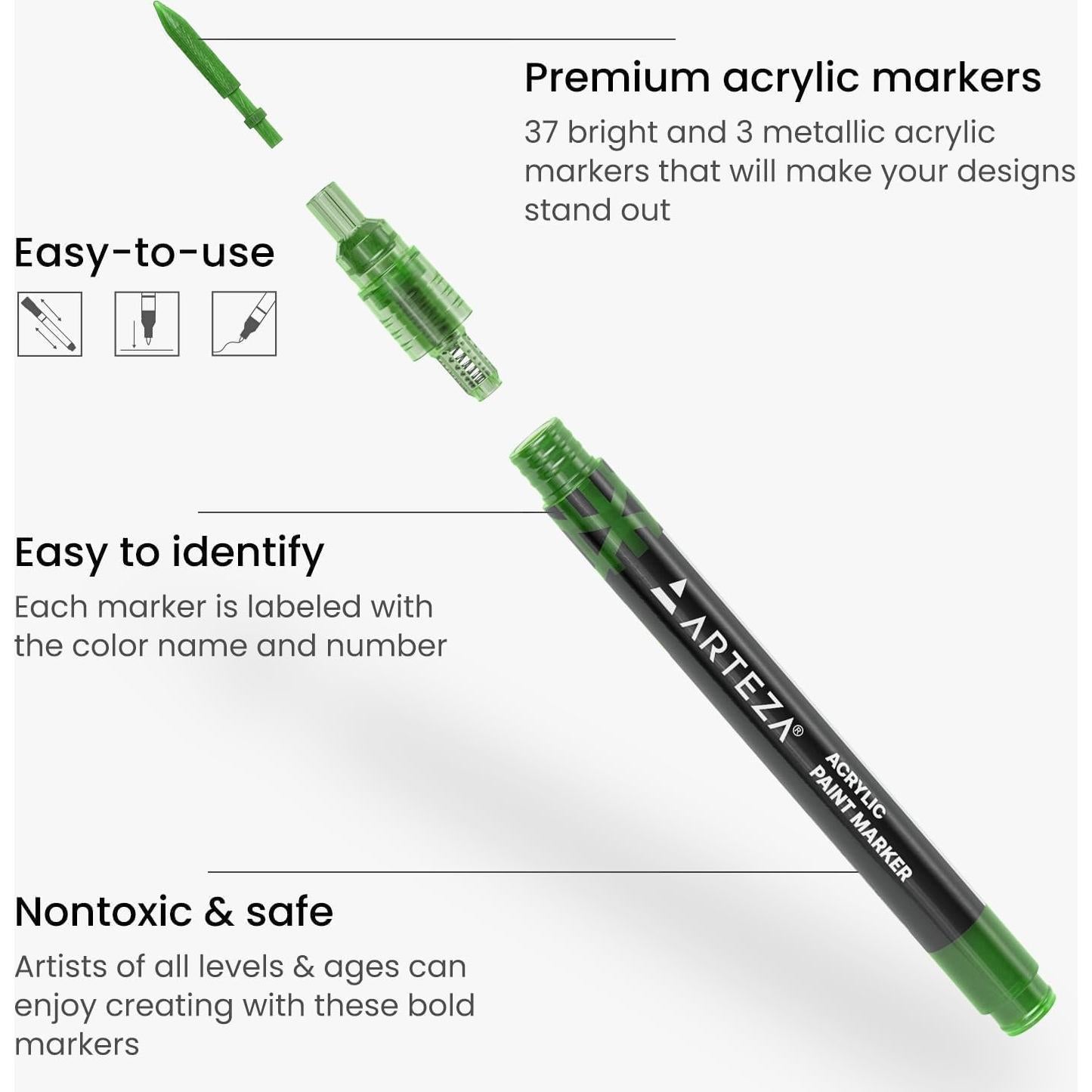 Set de 40 Marcadores de Pintura Acrílica Arteza Multicolor