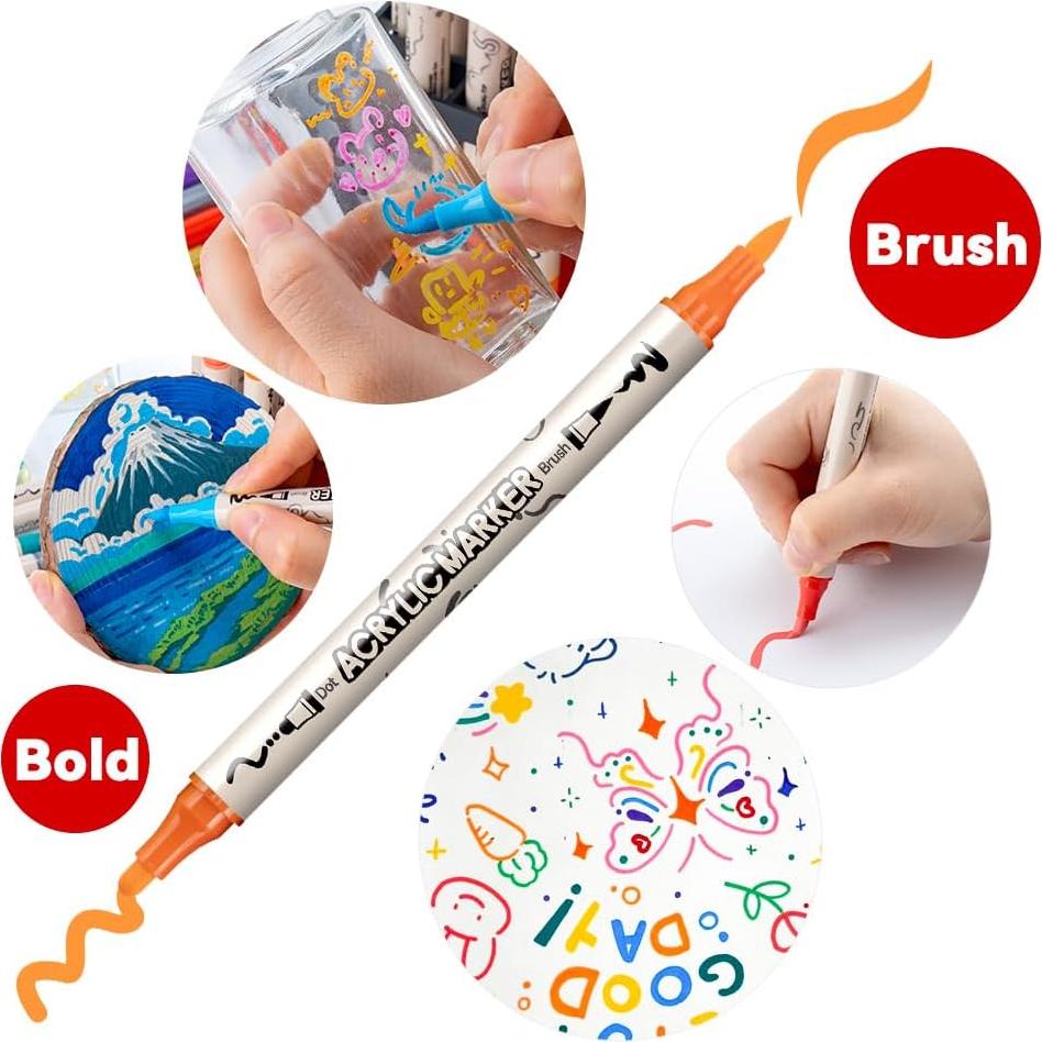 Set de 12 Marcadores de Pintura Acrílica Doble Punta Transon