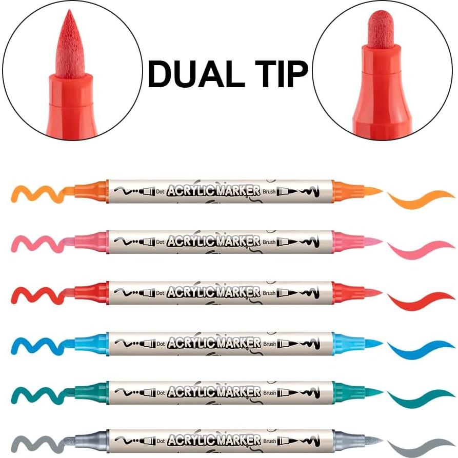 Set de 12 Marcadores de Pintura Acrílica Doble Punta Transon