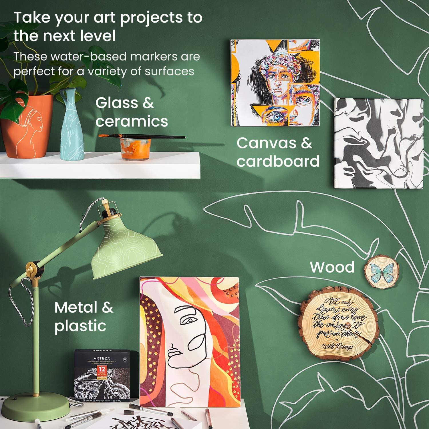 Set de 12 Marcadores Acrílicos Blancos ARTEZA para Manualidades