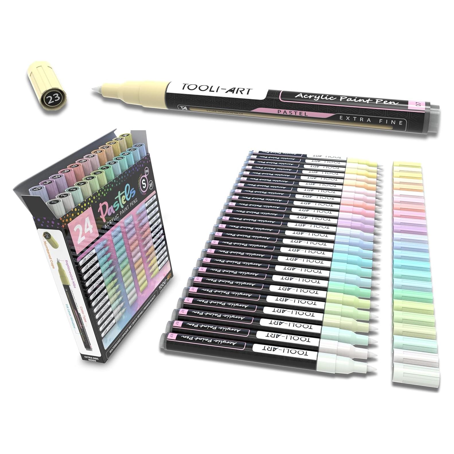 Set de Marcadores de Pintura Acrílica TOOLI-ART 24 Colores Pastel