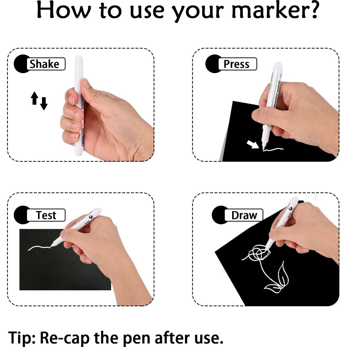 Bolígrafos de Pintura Blanca Goldge - 20 Marcadores Acrílicos