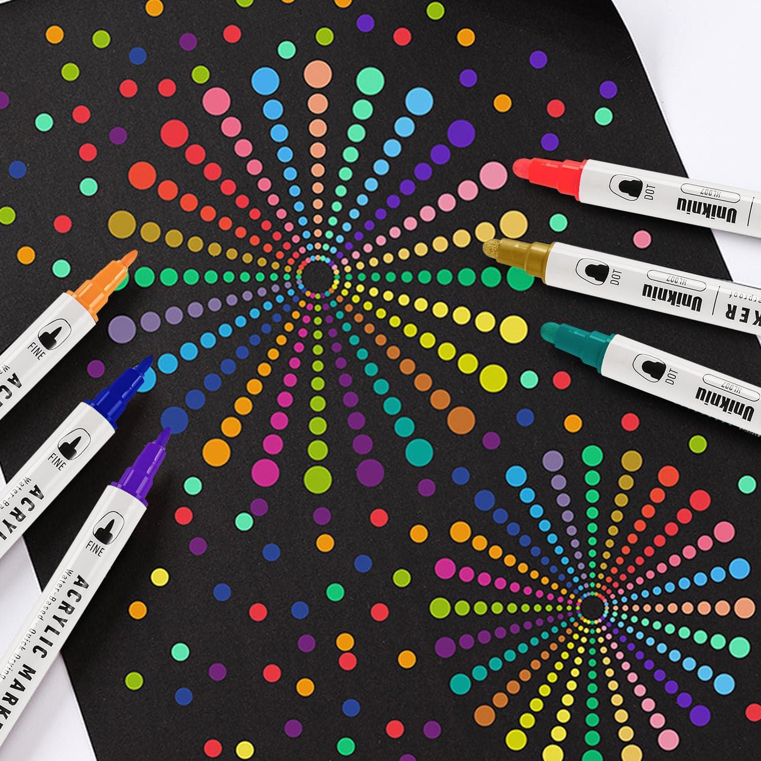 Marcadores Acrílicos Doble Punta UNIKNIU - 12 Colores