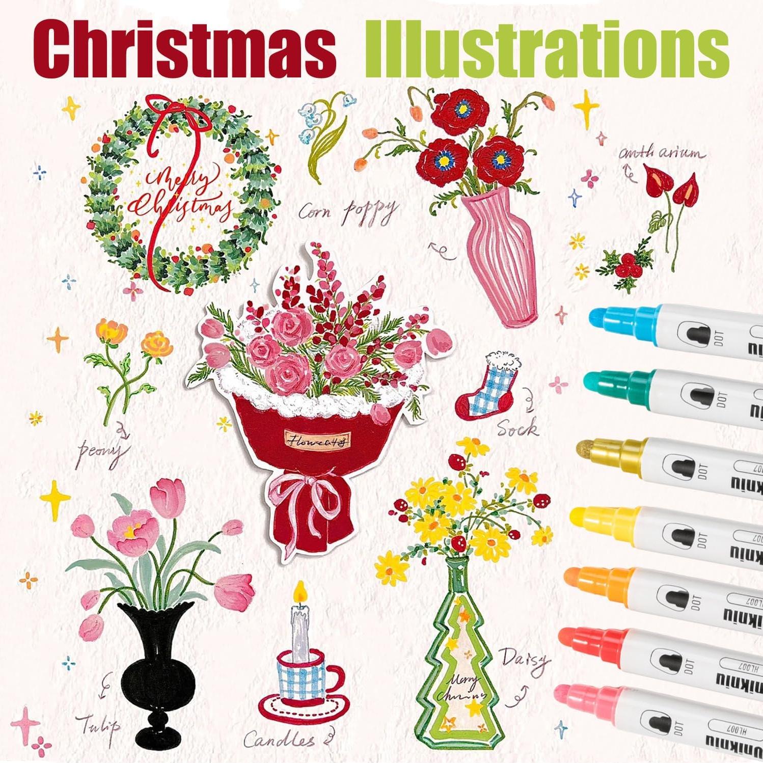 Marcadores Acrílicos Doble Punta UNIKNIU - 12 Colores