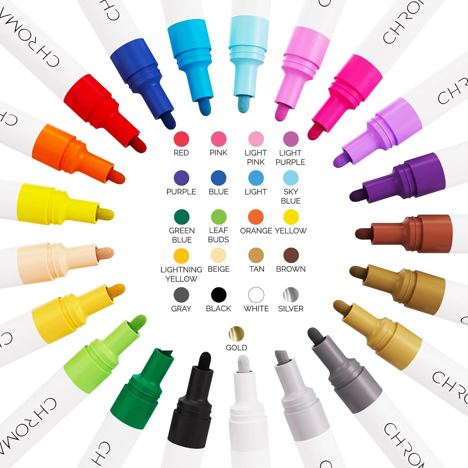 Marcadores de Pintura Acrílica CHROMATEK - 21 Colores Premium