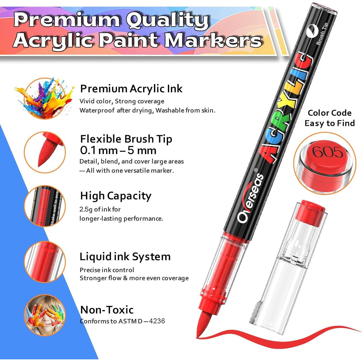 Marcadores Acrílicos Overseas 60 Colores Punta de Pincel