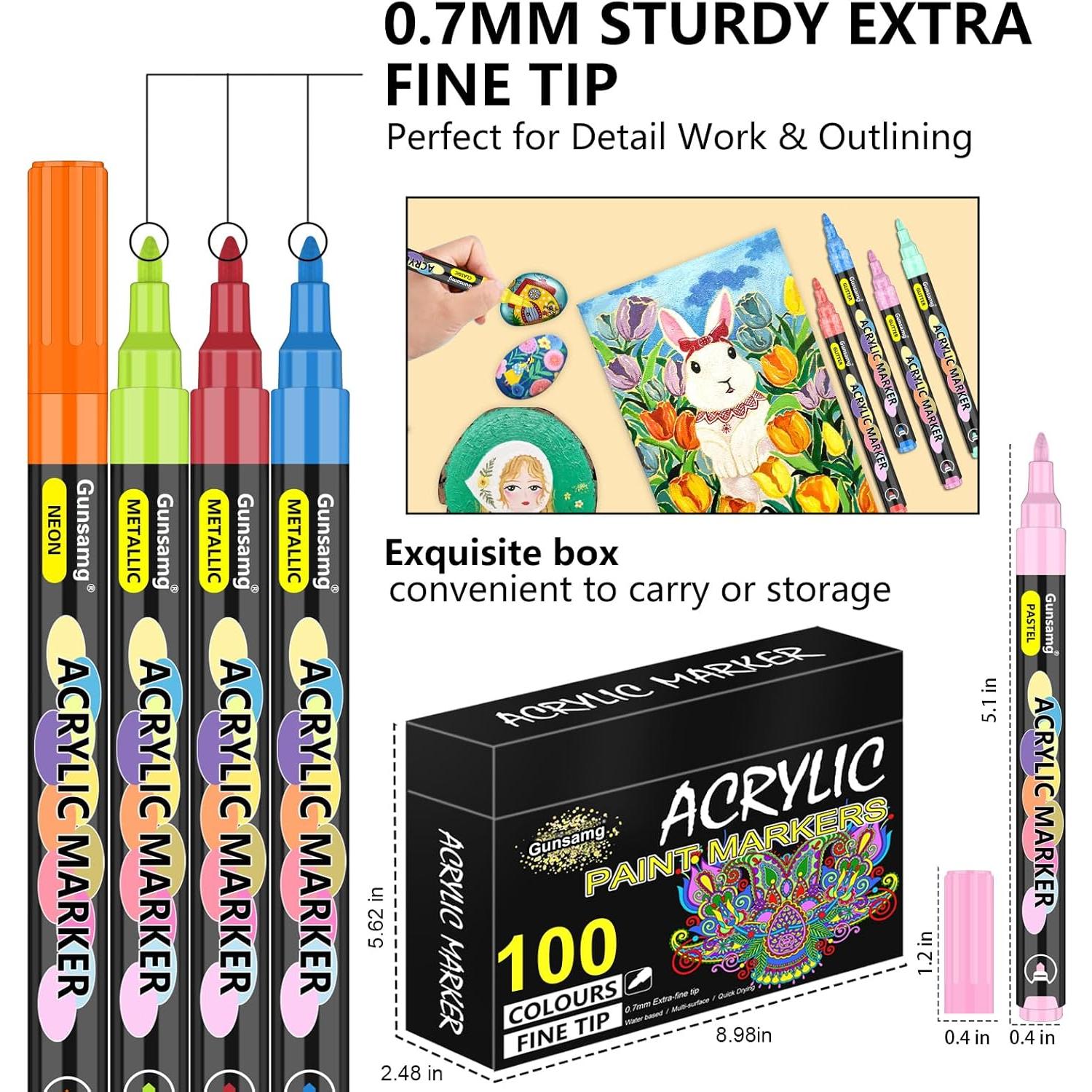 Marcadores de Pintura Acrílica Gunsamg 100 Colores 0.7mm