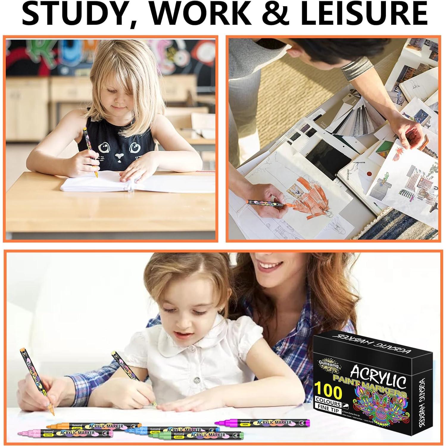 Marcadores de Pintura Acrílica Gunsamg 100 Colores 0.7mm