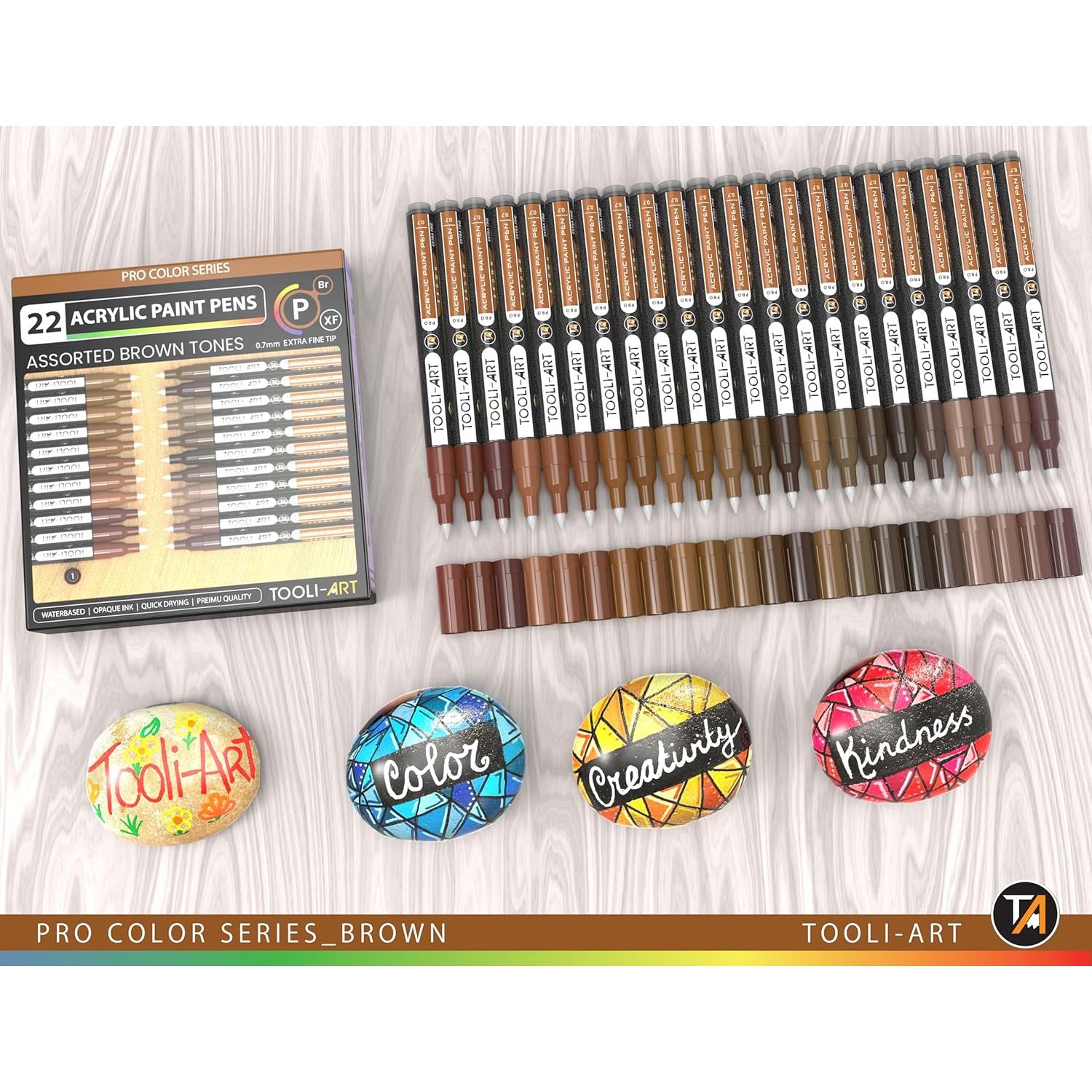 Marcadores de Pintura Acrílica Tooli-Art 22 Tonos Marrones 0.7mm