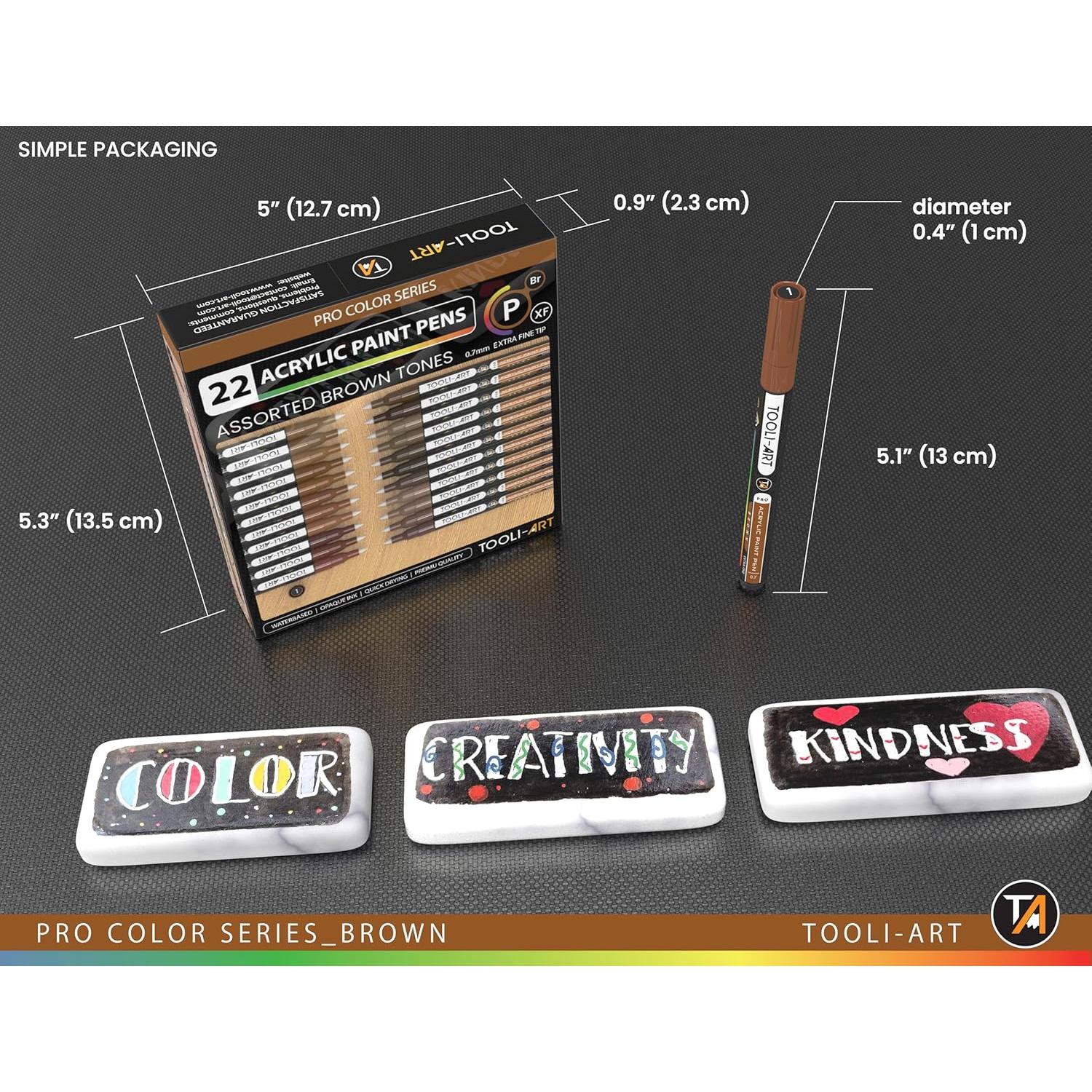 Marcadores de Pintura Acrílica Tooli-Art 22 Tonos Marrones 0.7mm