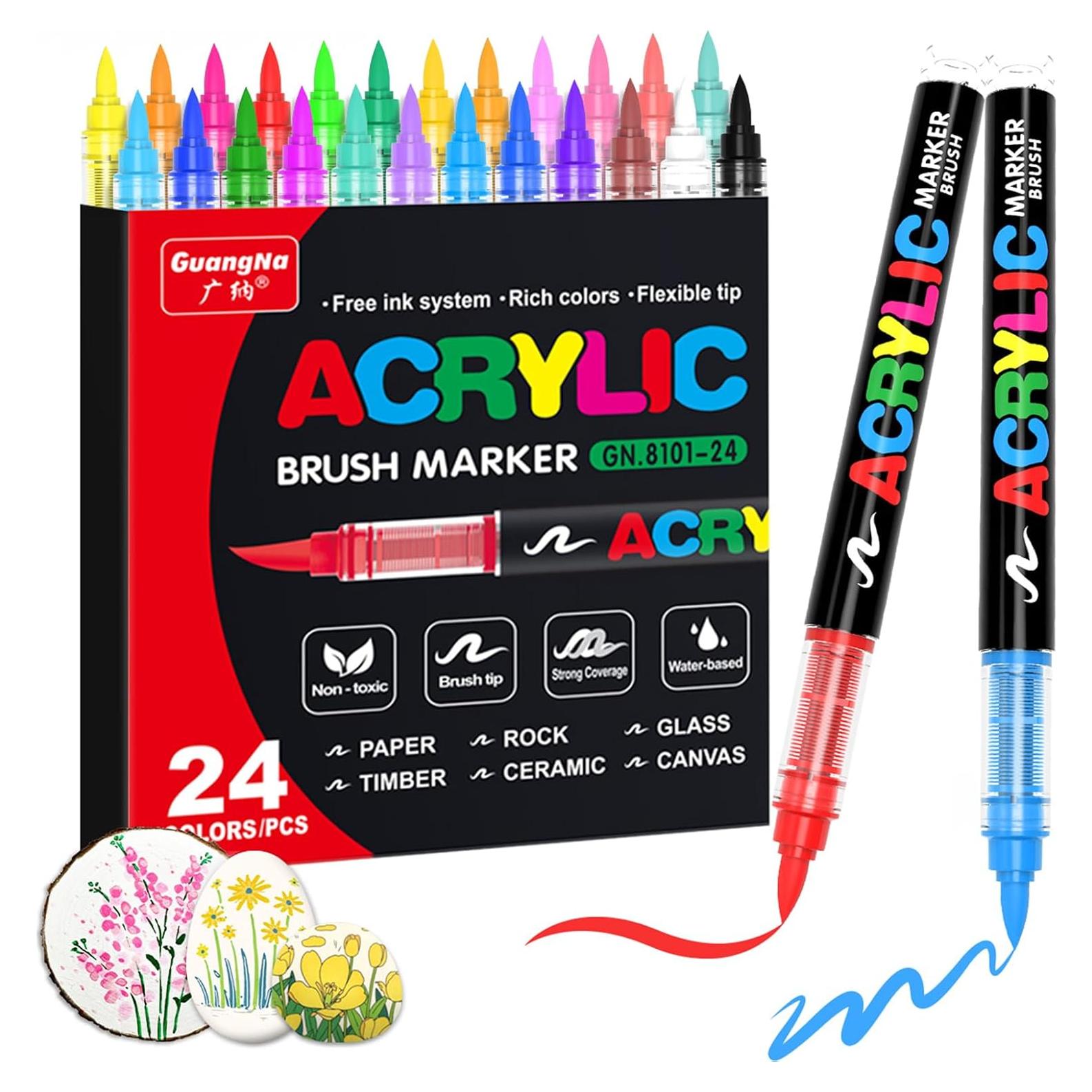 Marcadores de Pintura Acrílica Guangna 24 Colores Pincel
