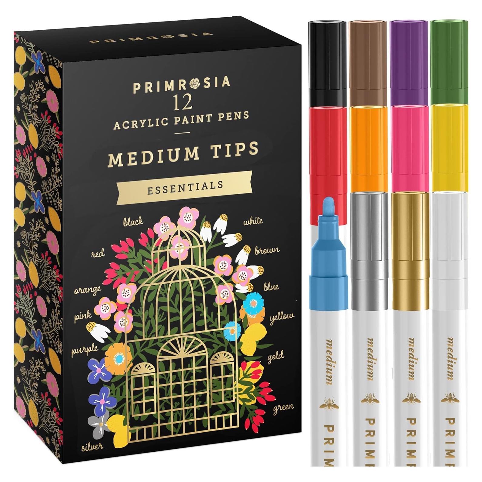 Marcadores de Pintura Acrílica Primrosia 12 Colores Esenciales