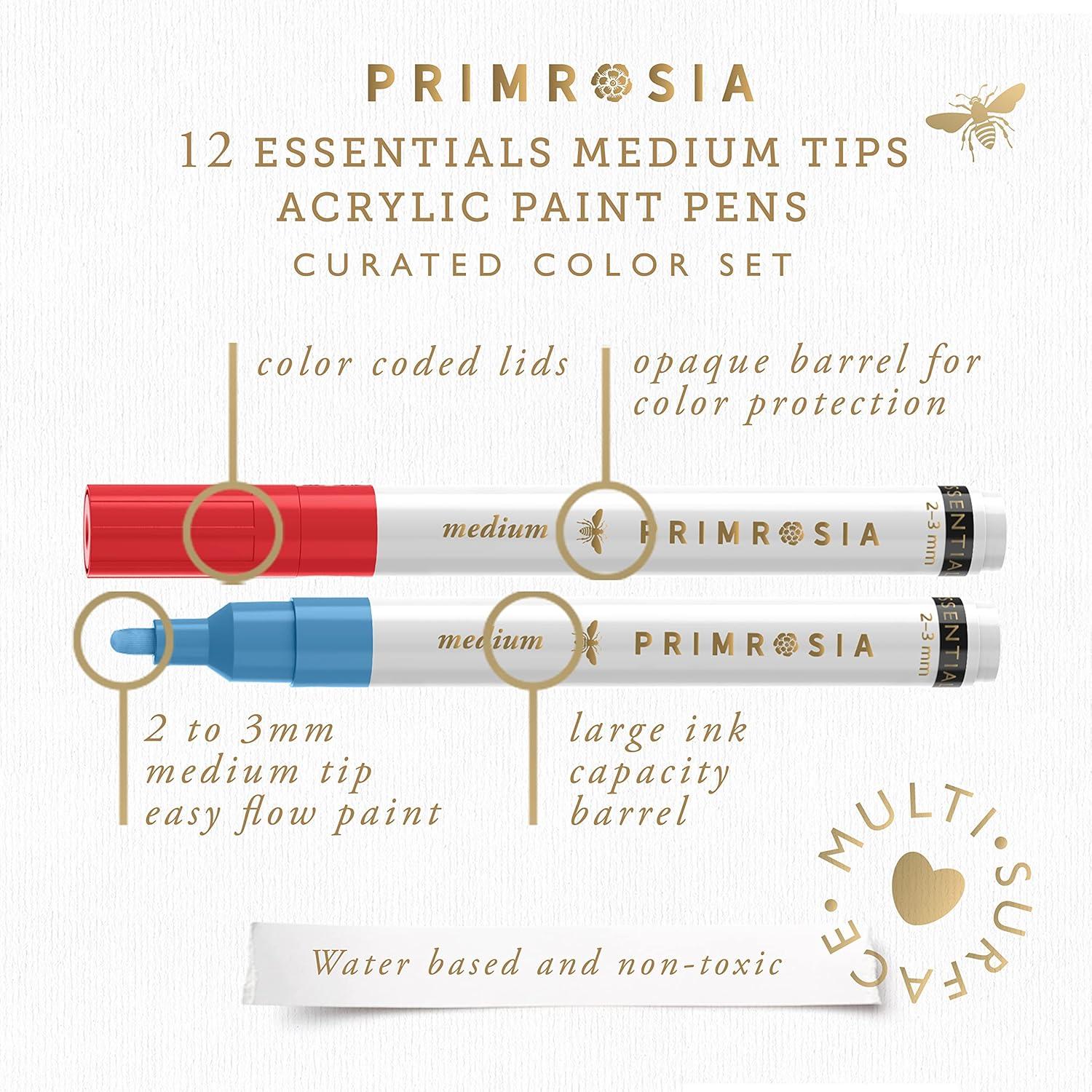 Marcadores de Pintura Acrílica Primrosia 12 Colores Esenciales