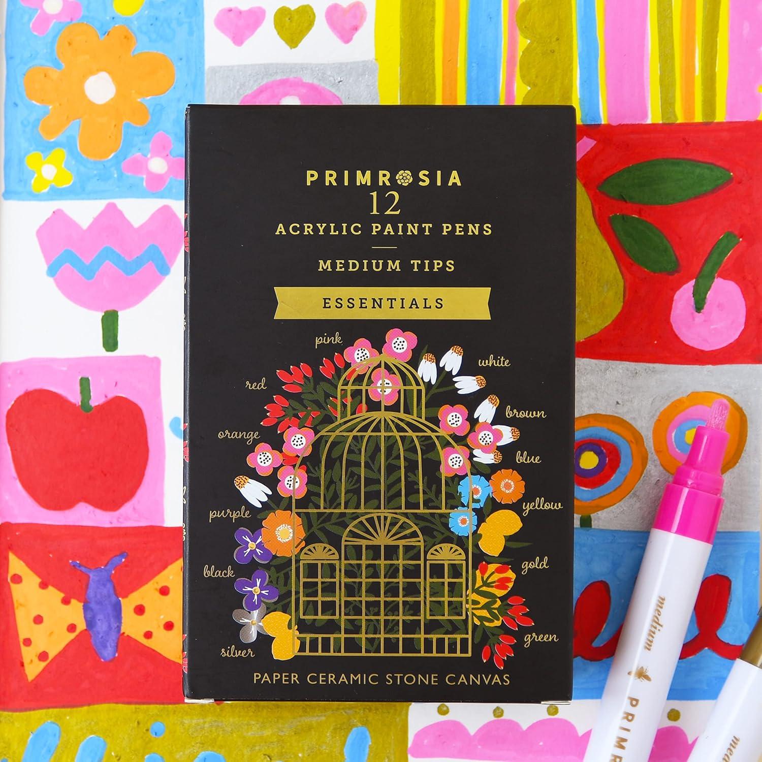 Marcadores de Pintura Acrílica Primrosia 12 Colores Esenciales