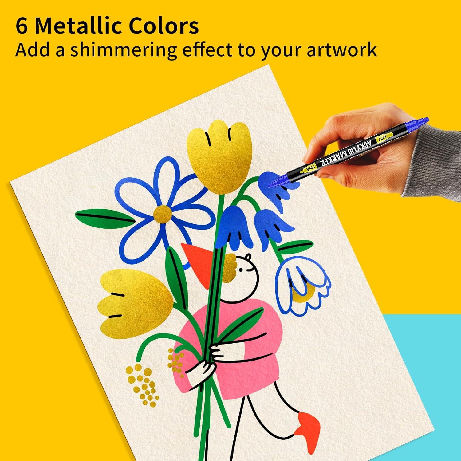 NAWOD 40 Marcadores Acrílicos Doble Punta para Arte