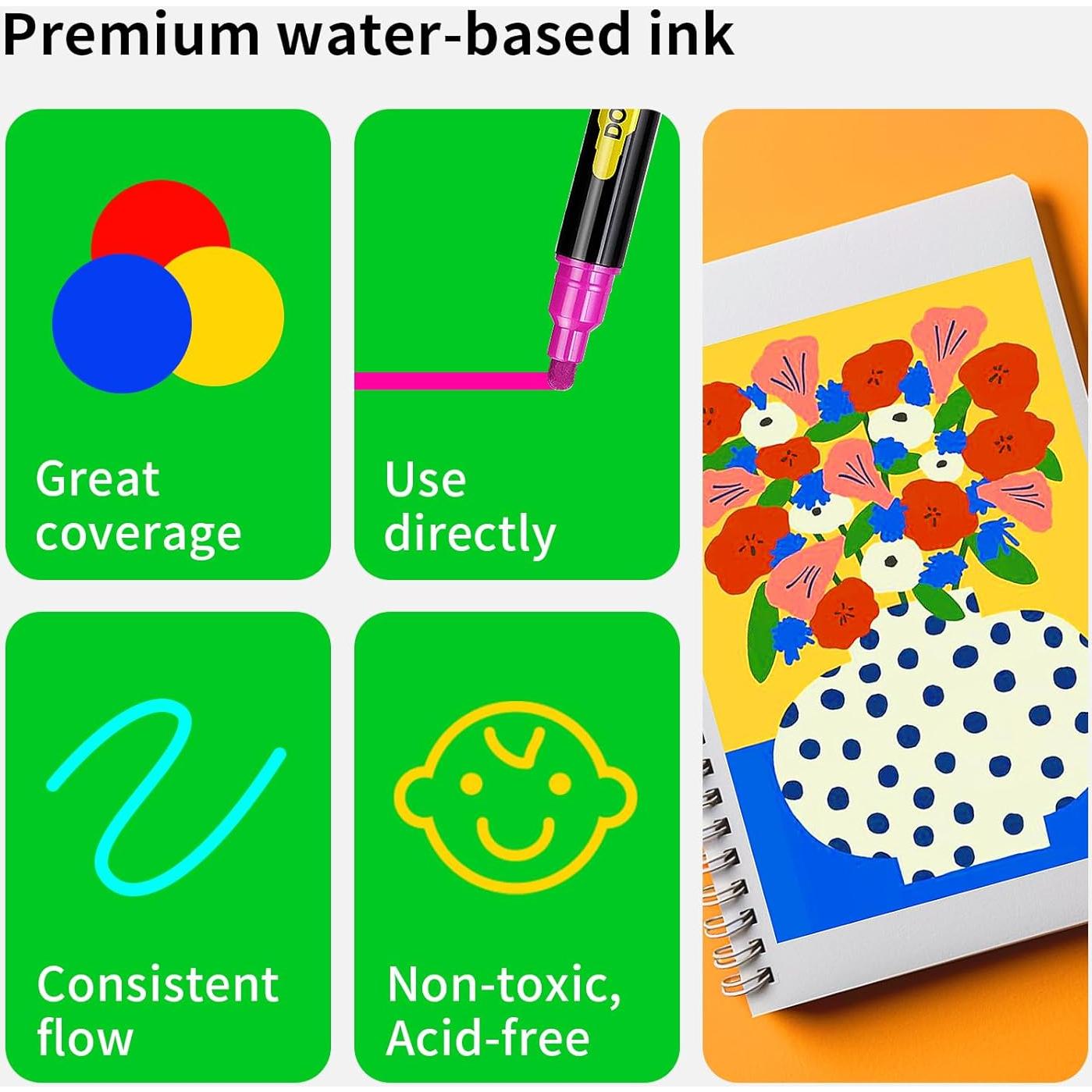 NAWOD 40 Marcadores Acrílicos Doble Punta para Arte