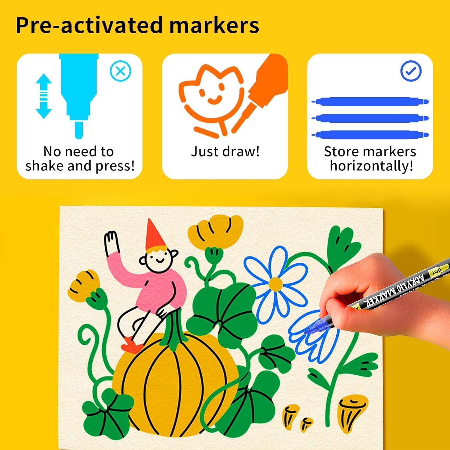 NAWOD 40 Marcadores Acrílicos Doble Punta para Arte