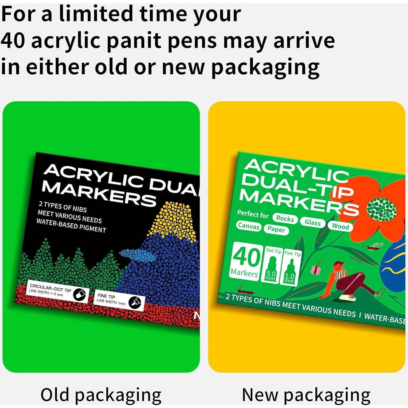 NAWOD 40 Marcadores Acrílicos Doble Punta para Arte