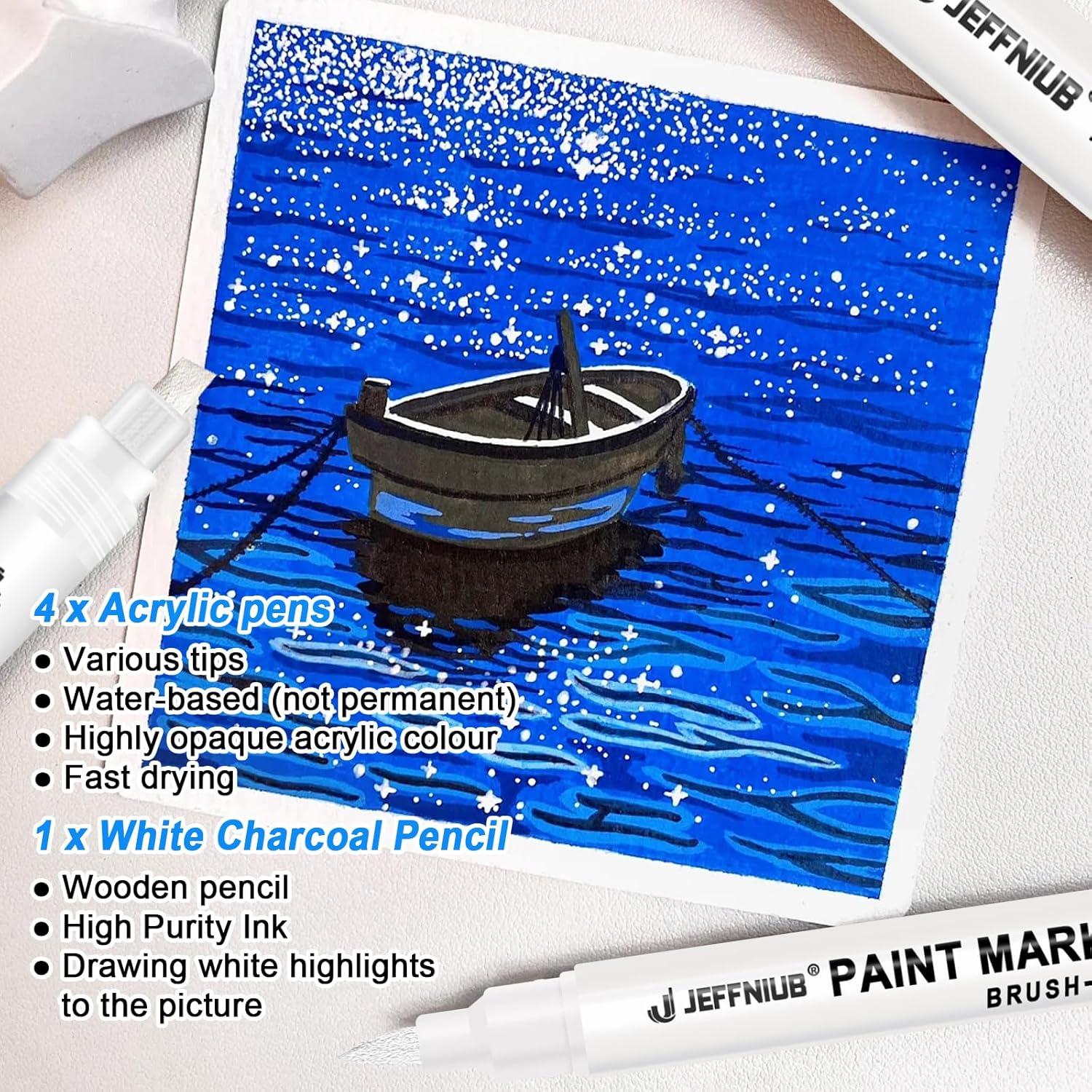 Set de 5 Bolígrafos Marcadores Blancos JEFFNIUB para Arte