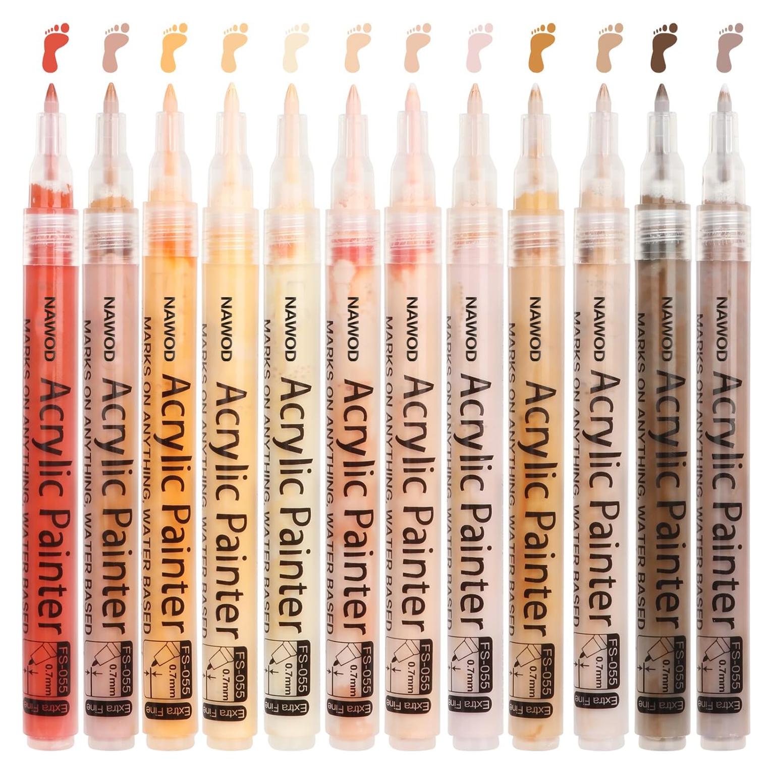 Marcadores de Tono de Piel NAWOD, Juego de 12, Punta Extra Fina