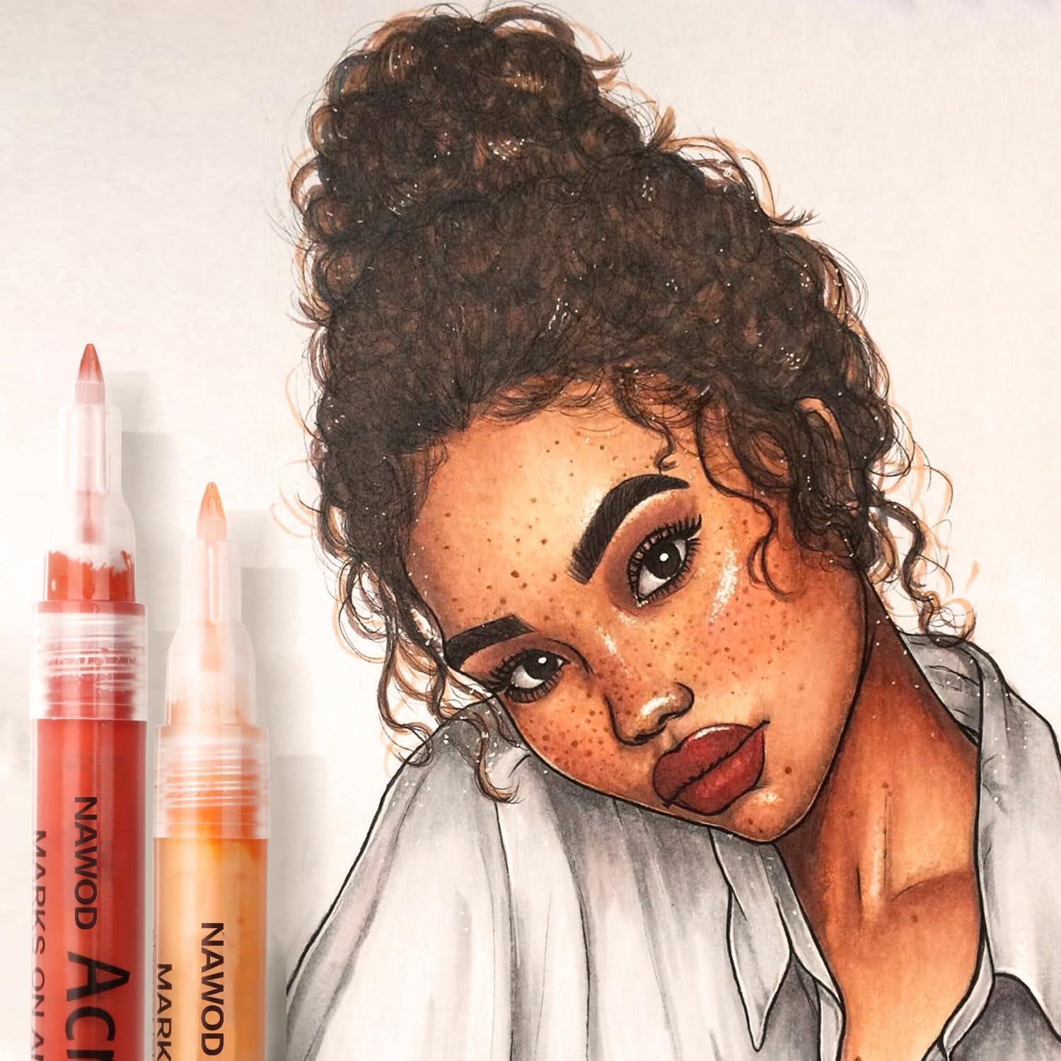 Marcadores de Tono de Piel NAWOD, Juego de 12, Punta Extra Fina