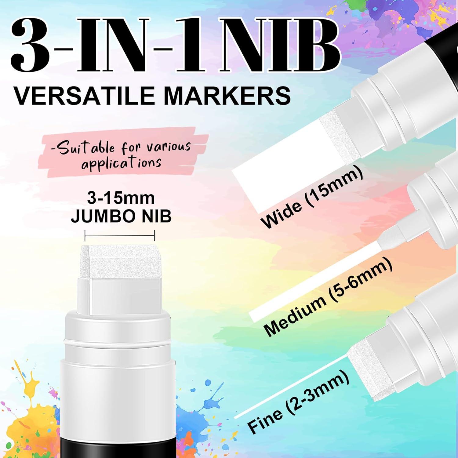 Set de 4 Marcadores Permanentes Jumbo Blancos Zhenbuco 15mm