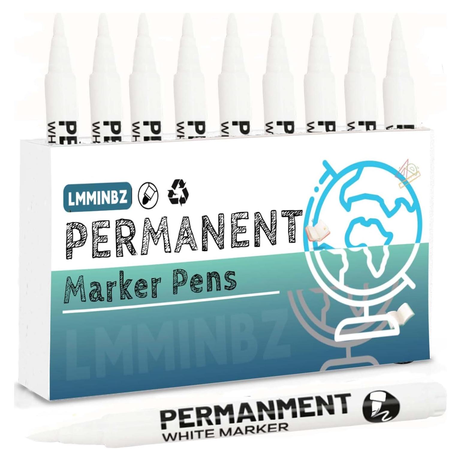 9 Marcadores Acrílicos Blancos LMMINBZ Punta Fina 1-6mm