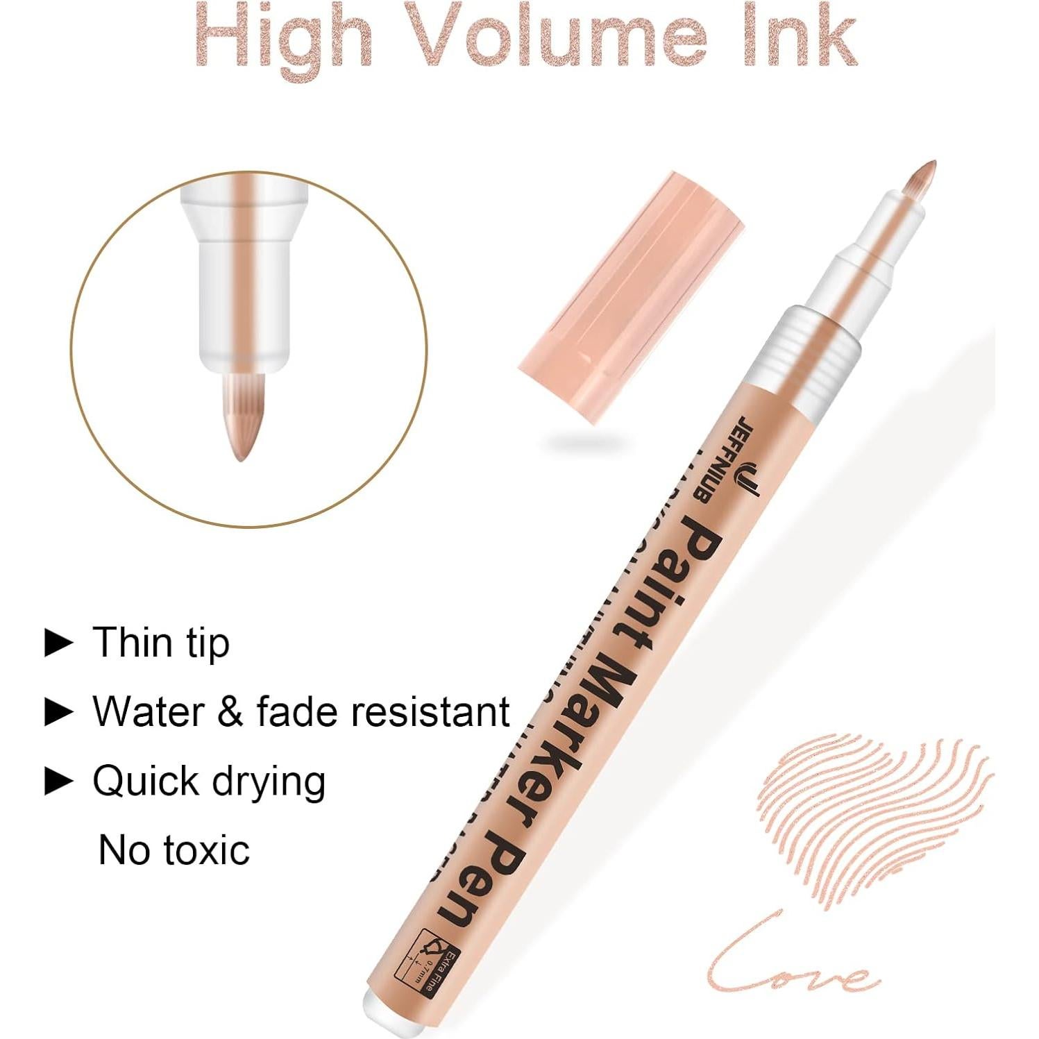 Marcadores Acrílicos Metálicos JEFFNIUB - 6 Piezas 0.7mm