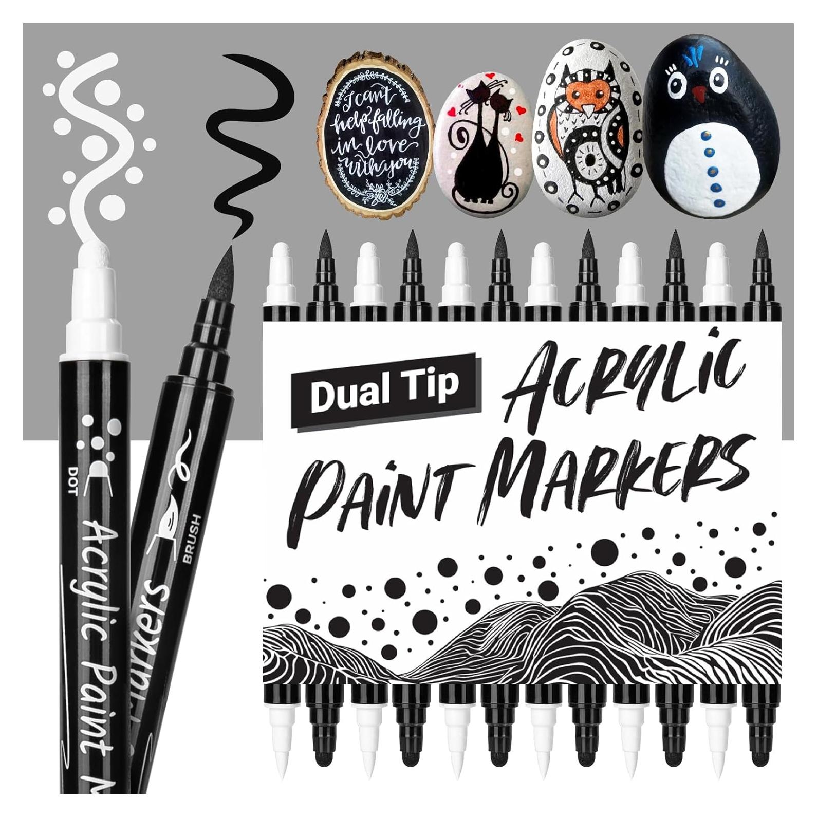 Marcadores de Pintura Acrílica Doble Punta KERIFI - 12 Unidades