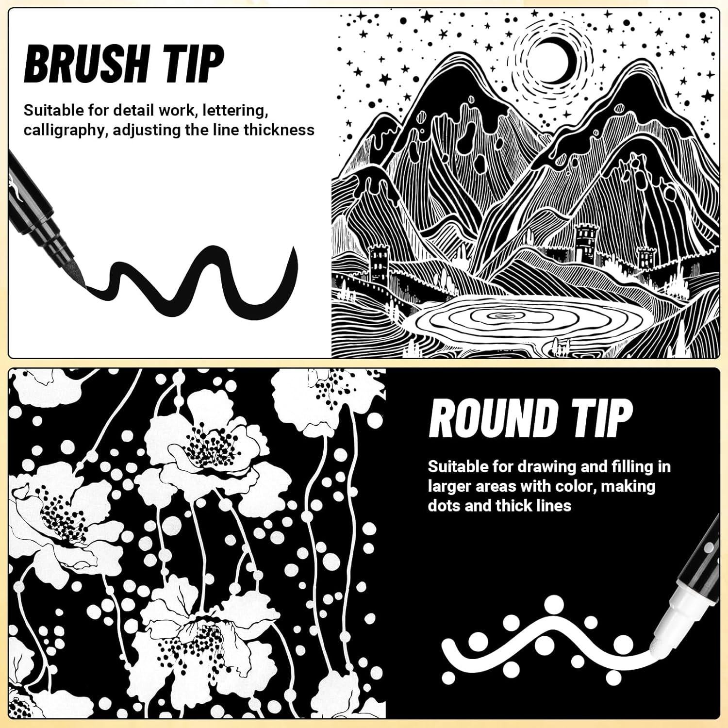 Marcadores de Pintura Acrílica Doble Punta KERIFI - 12 Unidades