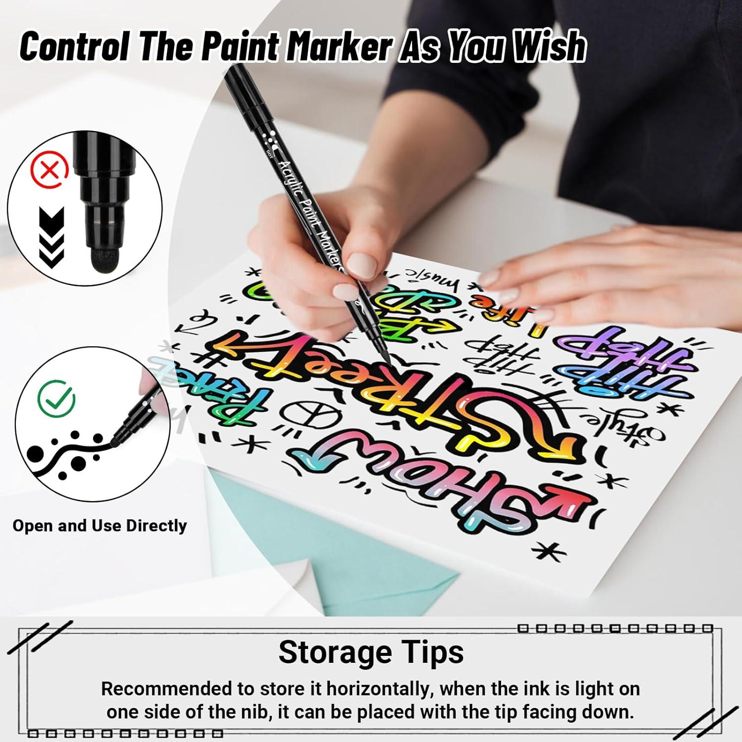 Marcadores de Pintura Acrílica Doble Punta KERIFI - 12 Unidades