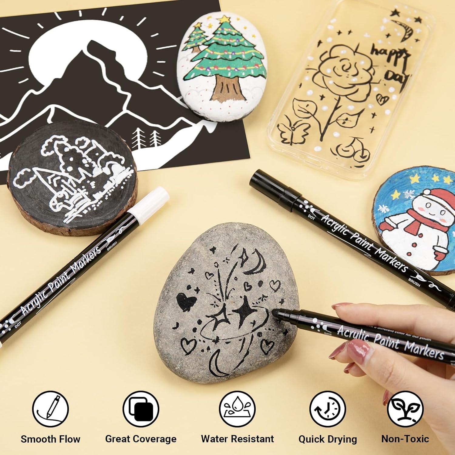 Marcadores de Pintura Acrílica Doble Punta KERIFI - 12 Unidades