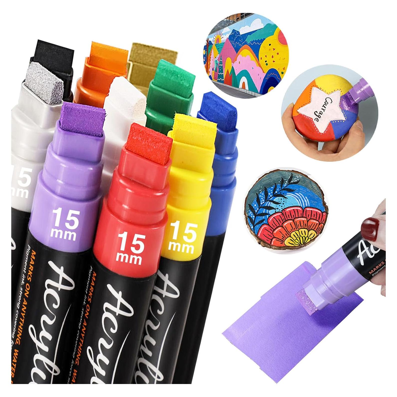 10 Marcadores Acrílicos Jumbo JanFeel 15mm Multicolor