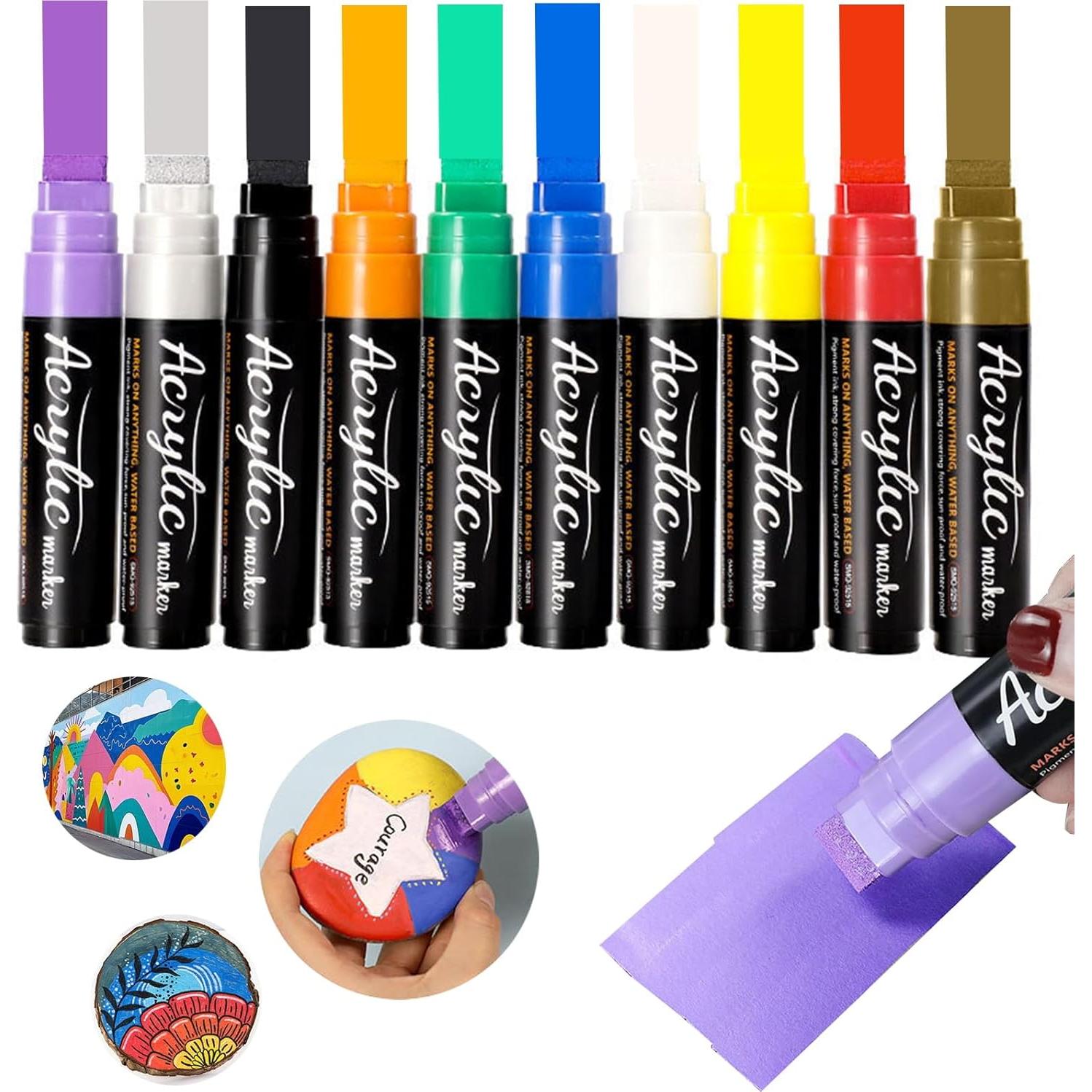 10 Marcadores Acrílicos Jumbo JanFeel 15mm Multicolor